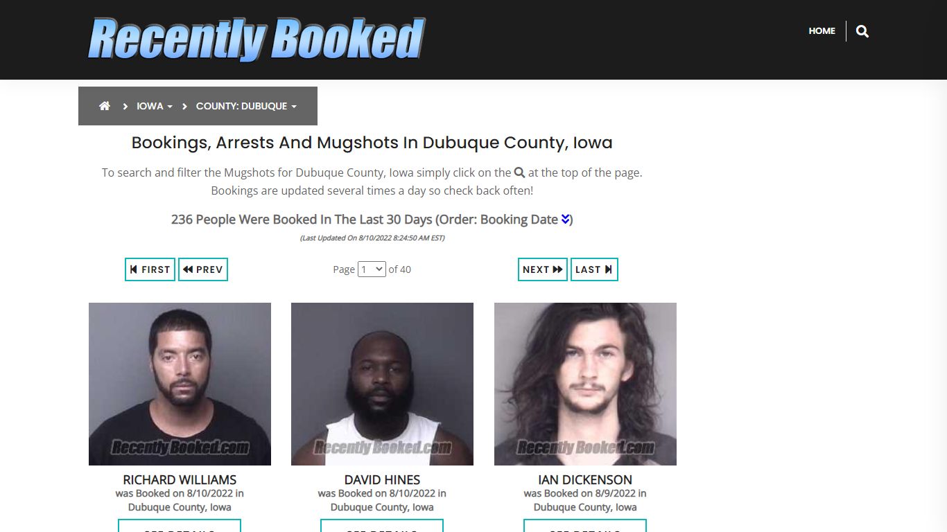 Recent bookings, Arrests, Mugshots in Dubuque County, Iowa